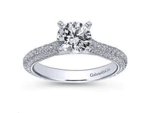 14K White Gold And Round Diamond Engagement Ring