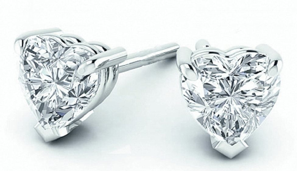 Heart Shaped Diamond Stud Earrings
